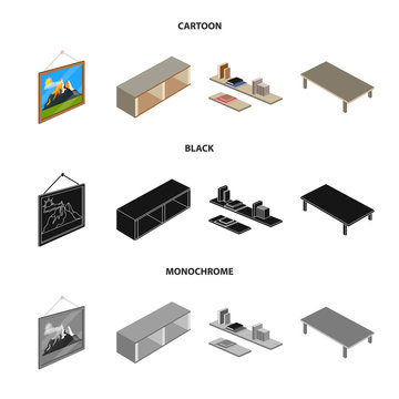 Vector design of bedroom and room icon. Set of bedroom and furniture vector icon for stock.