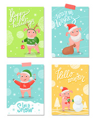 Happy Holidays New Year Symbol Christmas Piglet