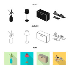 Isolated object of bedroom and room sign. Set of bedroom and furniture stock symbol for web.