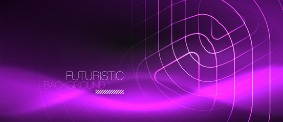 Dark black abstract background with neon colors and lines