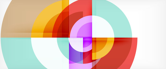 Obraz premium Modern geometric circles abstract background, colorful round shapes with shadow effects
