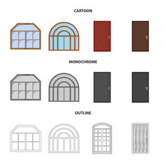 Isolated object of door and front sign. Collection of door and wooden vector icon for stock.