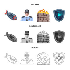 Vector illustration of virus and secure logo. Collection of virus and cyber vector icon for stock.