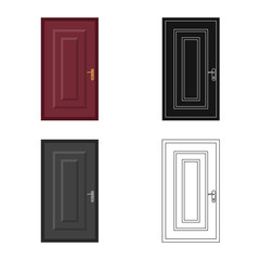 Isolated object of door and front icon. Collection of door and wooden stock symbol for web.