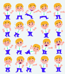 Cartoon character businessman in casual style. Set with different postures, attitudes and poses, doing different activities in isolated vector illustrations.