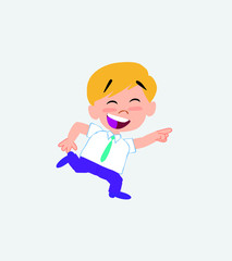 Businessman in casual style running smiling.