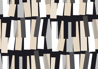 black and white jazz music seamless pattern.