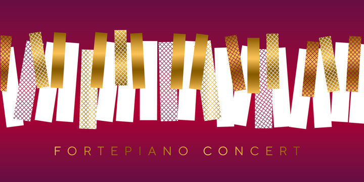 Luxury gold and red invitation for music concert