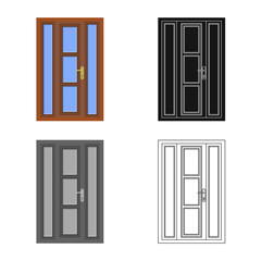 Vector illustration of door and front sign. Collection of door and wooden stock symbol for web.