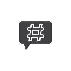 Hashtag speech bubble vector icon. filled flat sign for mobile concept and web design. Social media simple solid icon. Symbol, logo illustration. Pixel perfect vector graphics