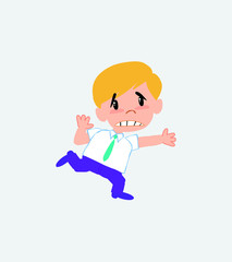 Businessman in casual style runs alarmed.