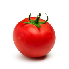 Ripe red tomato isolated on white background