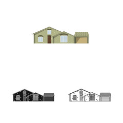 Vector illustration of building and front symbol. Set of building and roof stock symbol for web.
