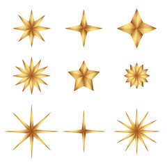 Set of Gold gradient luxury fashion shiny star
