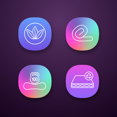 Orthopedic mattress app icons set