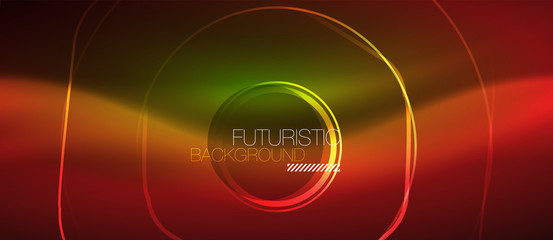 Neon glowing wave, magic energy and light motion background. Vector wallpaper template