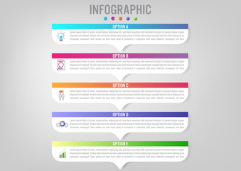 Business infographic labels template with 5 options.Creative concept for infographic..