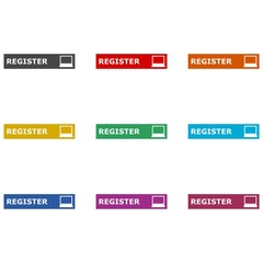 Register icon or logo, Register sign, color set