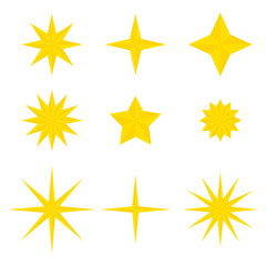 Set of vector flat yellow Shining stars