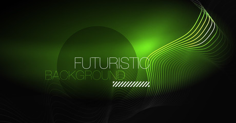 Neon lines wave background. Abstract composition