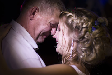 Dance of the bride with her father. Bride and father
