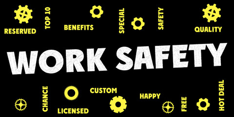 WORK SAFETY Words and tags cloud. 