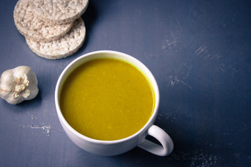 Pumpkin asian coconat cream soup. Autumn hot food
