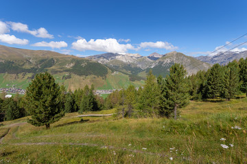 The mountains and the lake near Livigno.