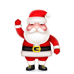 Cute 3d realistic cartoon santa claus toy character icon isolated vector illustration