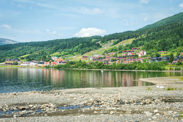 Åre city with lake - summer landscape