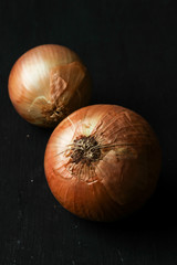 Onion on a black background