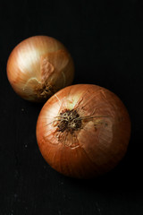 Onion on a black background