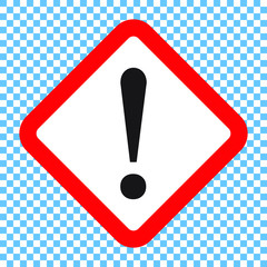 Exclamation mark, square hazard warning symbol, vector icon