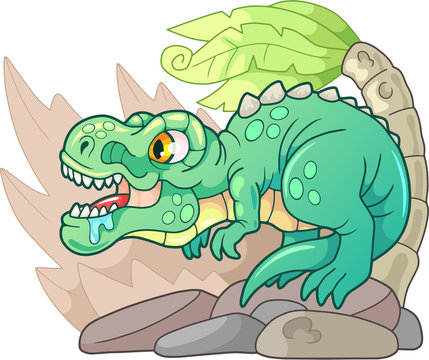 Cartoon cute dinosaur Tyrannosaurus Rex, funny illustration