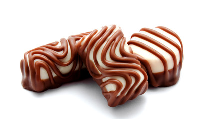 Assortment of chocolate candies sweets isolated