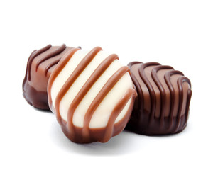 Assortment of chocolate candies sweets isolated