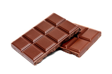 Dark milk chocolate bars stack isolated on a white