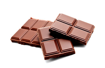 Dark milk chocolate bars stack isolated on a white