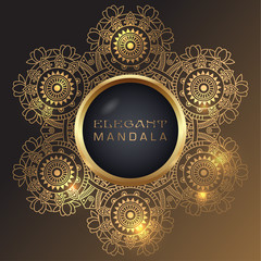 Vector round circle. Mandala style. Decorative element with gold.