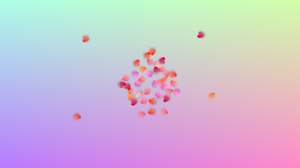 Fototapeta premium Love Background. Heart Confetti Pattern. Many Random Falling Beautifull Hearts on Hologram Backdrop. Card Template. Vector Love Background.
