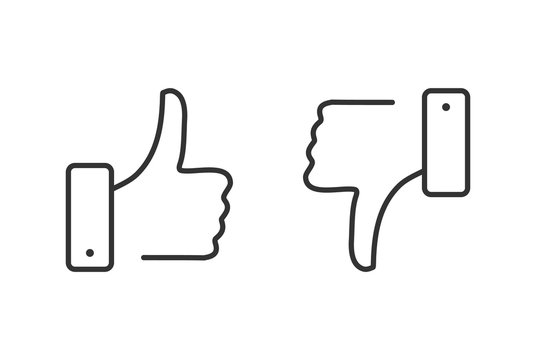 Like and dislike line icons set. Thumbs up and thumbs down. Dislike and like button. Premium quality. Modern outline elements, graphic design concepts, linear symbols collection.