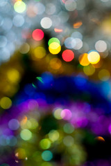 bokeh abstract light backgrounds, gold, silver, blue, red and violet shimmering Christmas lights bokeh 