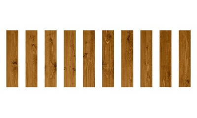 10 einzelne isolierte Holzbretter