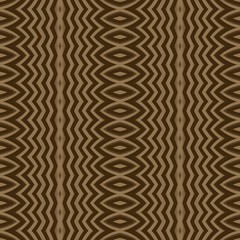  Seamless striped pattern from beige geometrical abstract ornaments on a dark brown background. Vector illustration. Suitable for fabric, wallpaper or wrapping paper
