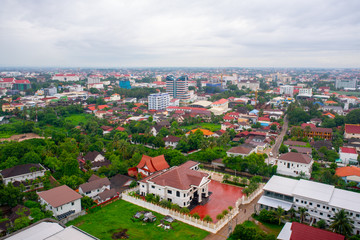 A bird's-eye view from a hotel in Vientiane, Laos