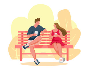 Man and girl sitting on a bench