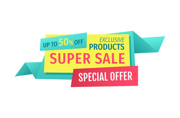 Up to 50 Off Super Sale Offer Vector Illustration