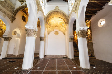 Interior Synagogue of Santa Maria la Blanca in Toledo, Spain.