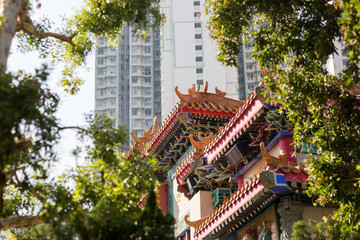 Fototapeta premium Temple in Hong Kong city