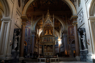 Naklejka premium Rome (Italy). Main altar of the Archbasilica of San Juan de Letran in Rome